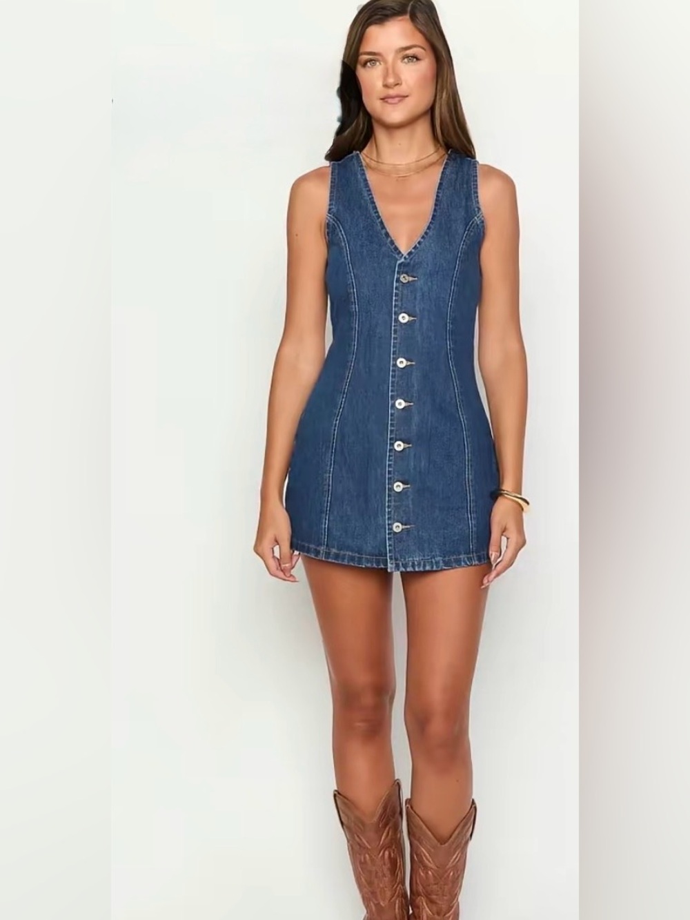 NWT Beginning Boutique Isla Dark Wash Denim Mini Dress US 4 Country Festival